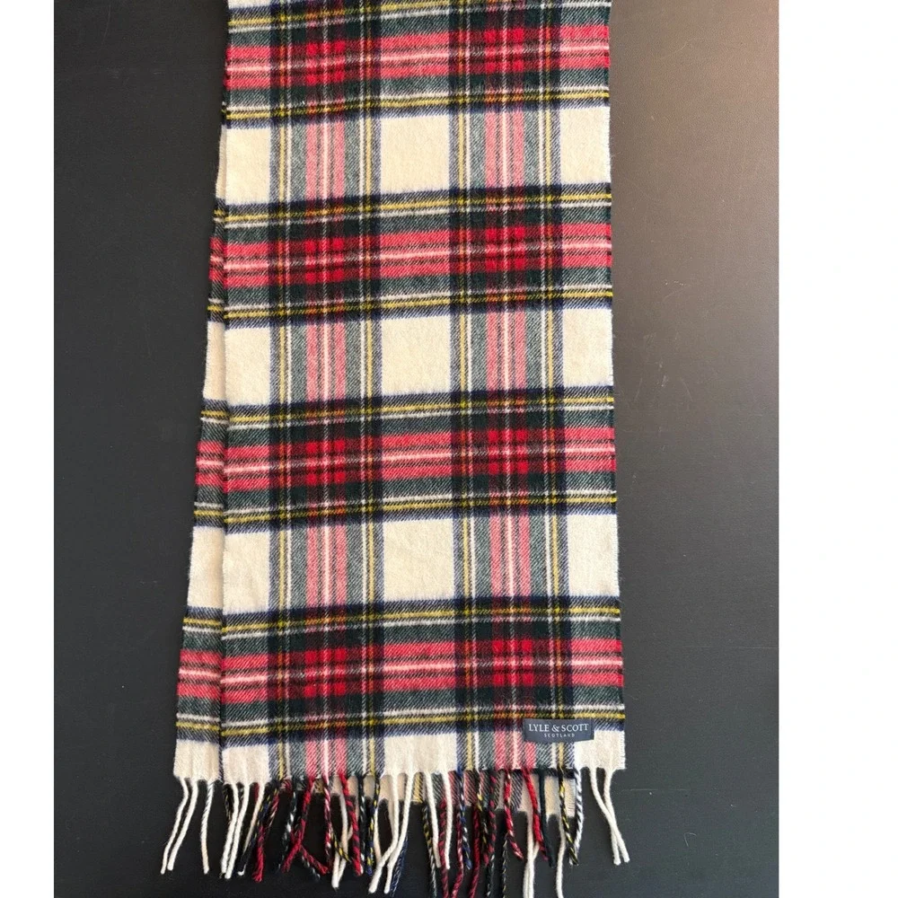 Vintage Lyle & Scott Scotland Dress Stewart Tartan Likely Cashmere Scarf Fringe